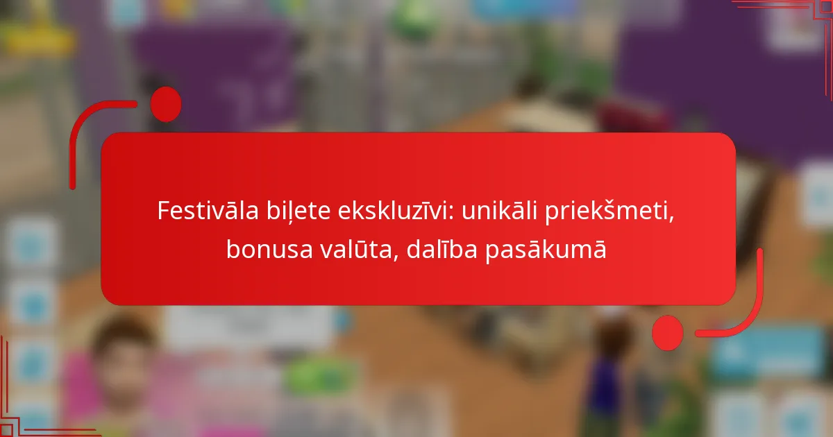 Festivāla biļete ekskluzīvi: unikāli priekšmeti, bonusa valūta, dalība pasākumā