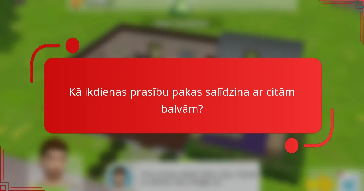 Kā ikdienas prasību pakas salīdzina ar citām balvām?
