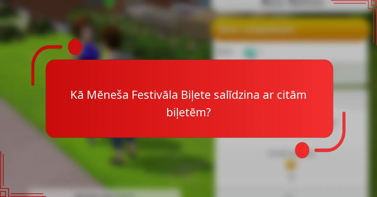 Kā Mēneša Festivāla Biļete salīdzina ar citām biļetēm?
