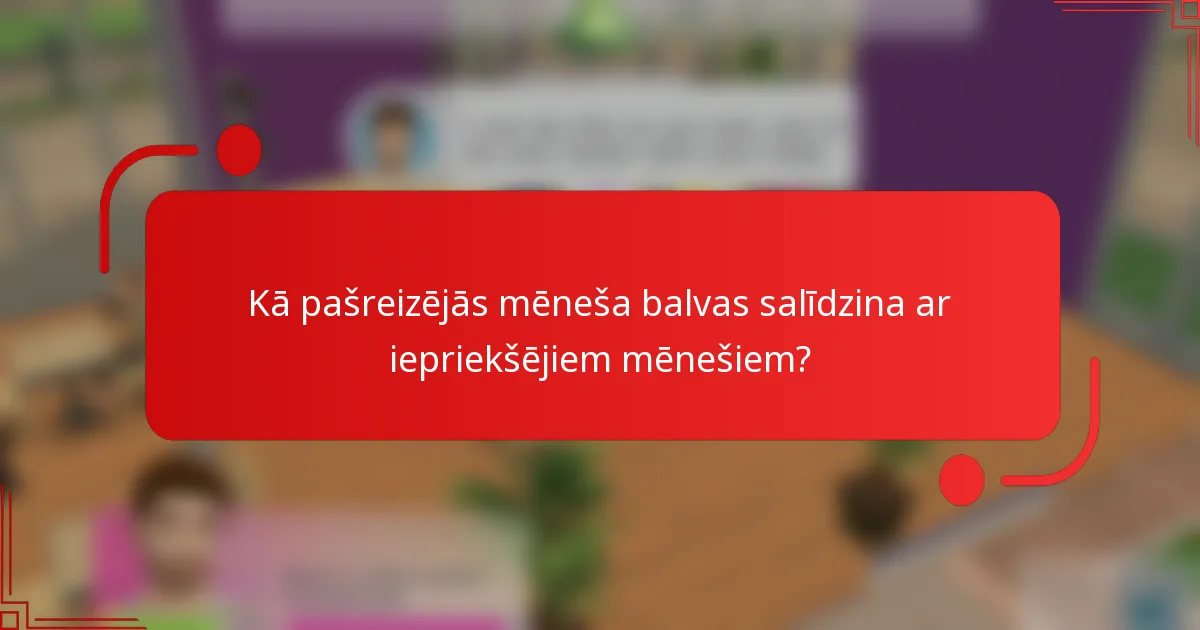 Kā pašreizējās mēneša balvas salīdzina ar iepriekšējiem mēnešiem?