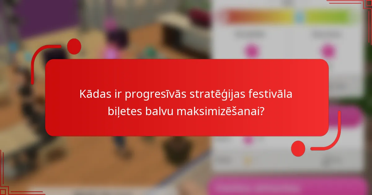 Kādas ir progresīvās stratēģijas festivāla biļetes balvu maksimizēšanai?