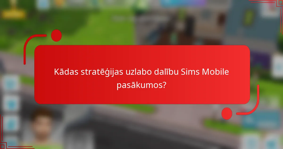 Kādas stratēģijas uzlabo dalību Sims Mobile pasākumos?