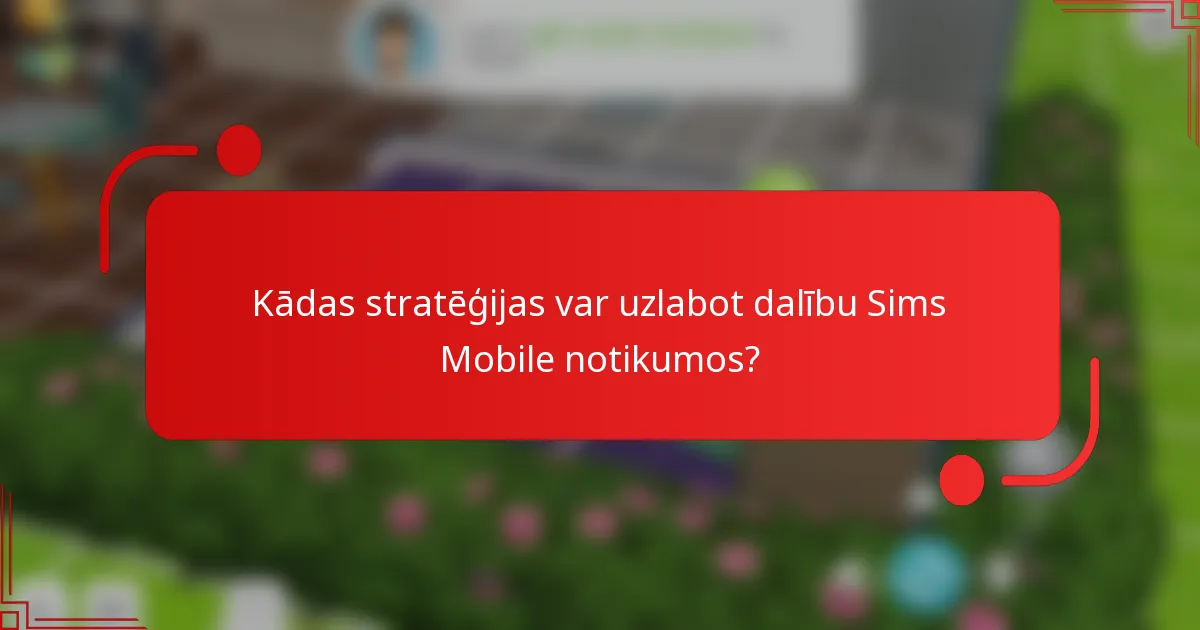 Kādas stratēģijas var uzlabot dalību Sims Mobile notikumos?