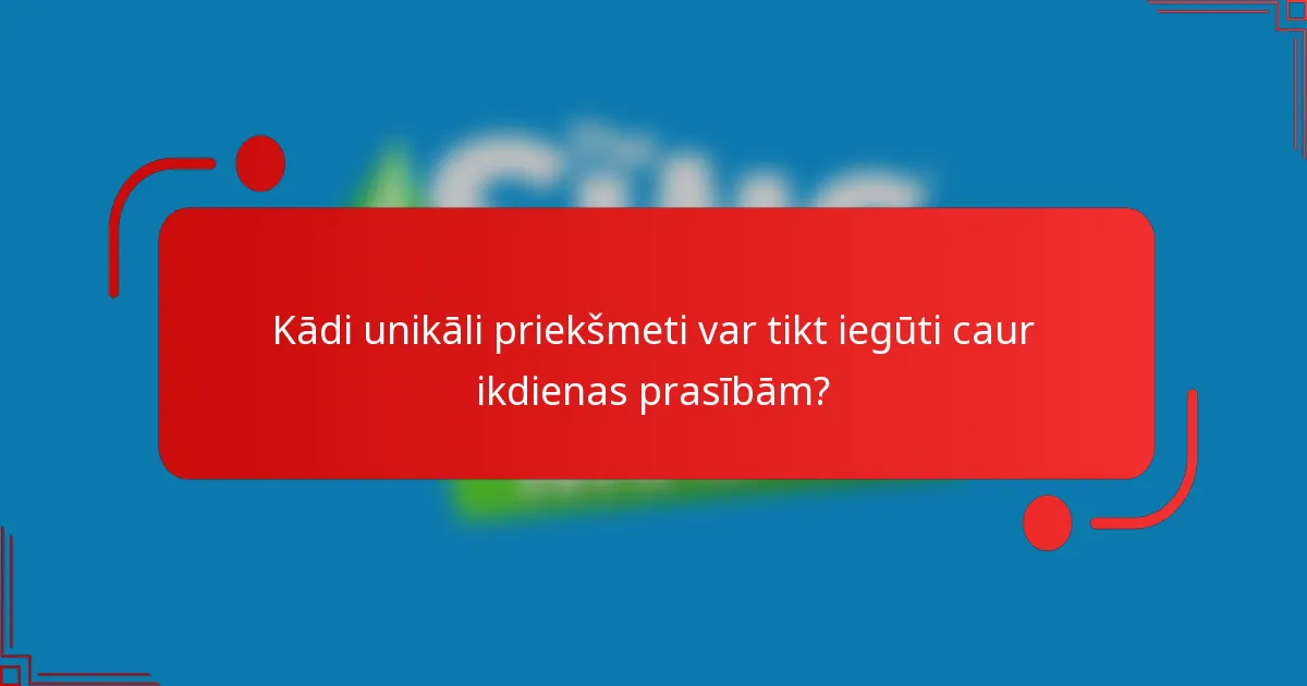 Kādi unikāli priekšmeti var tikt iegūti caur ikdienas prasībām?